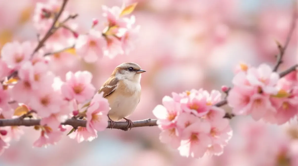 樱花与飞鸟 · 自然絮语